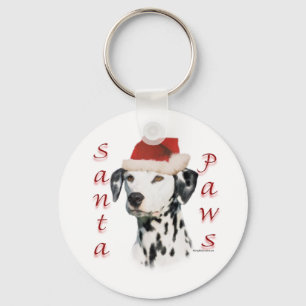 Black Dalmatian Santa Paws Keychain