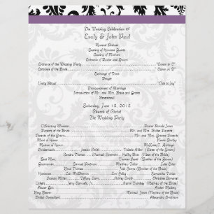 Black Damak Swirls Wedding Program