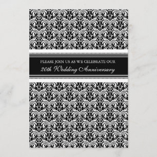 Black Damask 20th Anniversary Party Invitation