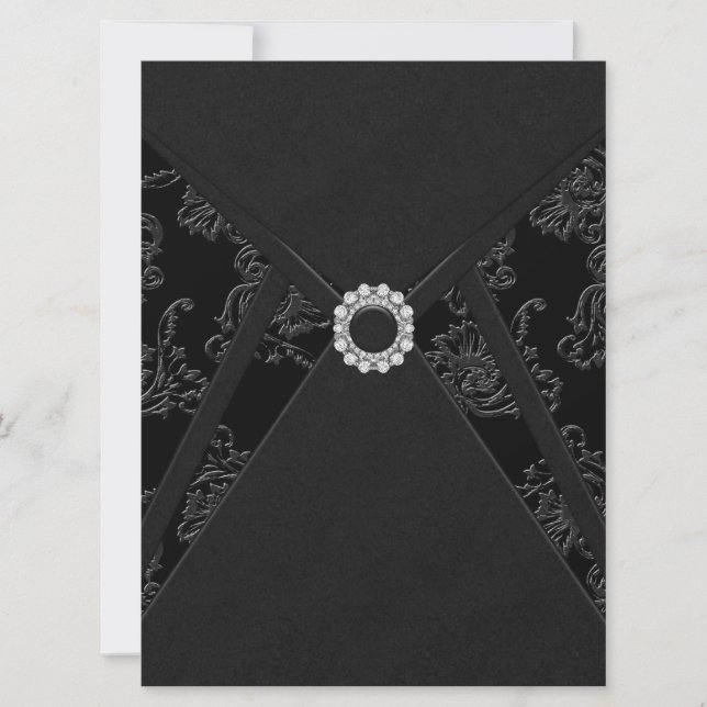 Black Damask All Occasion Party Invitations (Front)