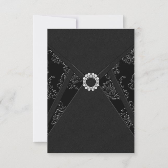 Black Damask All Occasion Party Invitations (Front)