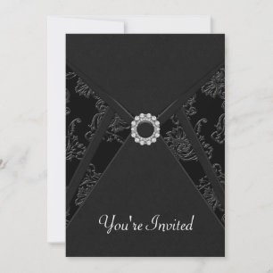 Black Damask All Occasion Party Invitations