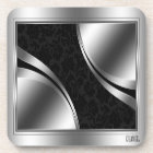 Black Damask And Metallic Silver Frame