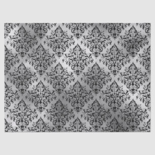 Black Damask and Silver Decoupage Tissue Paper