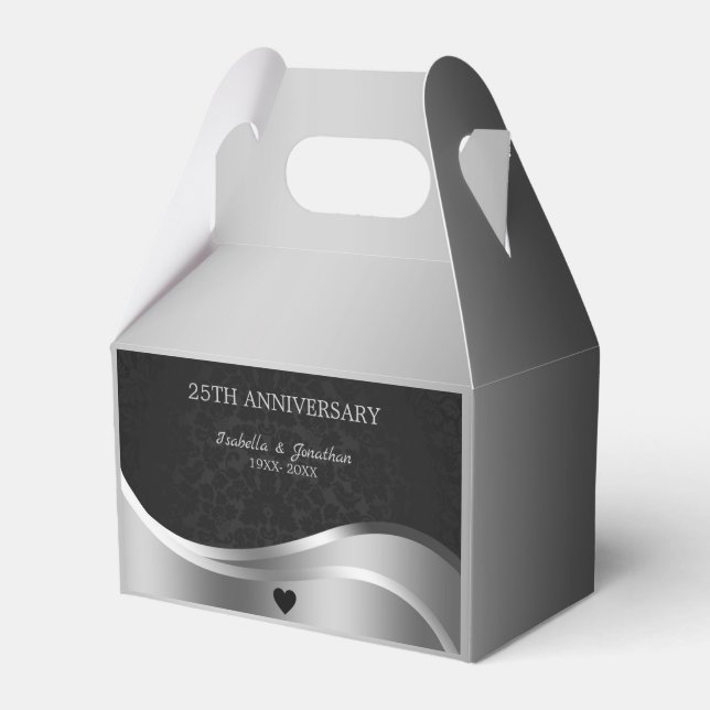 Black Damask Anniversary Favor Box (Front Side)