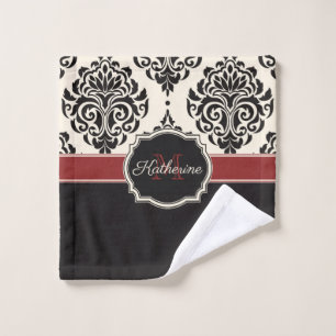 Black Damask Bath Towel Set