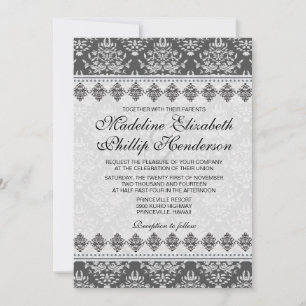 Black Damask Beauty - wedding invitation