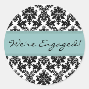 Black Damask Blue Envelope Seal Sticker