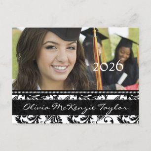 Black Damask Class of  Graduation Invitations