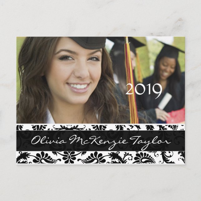 Black Damask Class of  Graduation Invitations (Front)