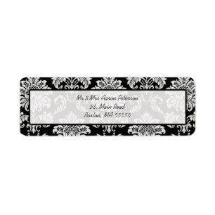 Black Damask Customizable Address Labels