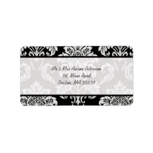 Black Damask Customizable Address Labels