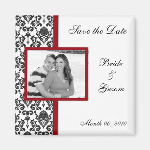 Black Damask Enregistrer la date Photo Magnets