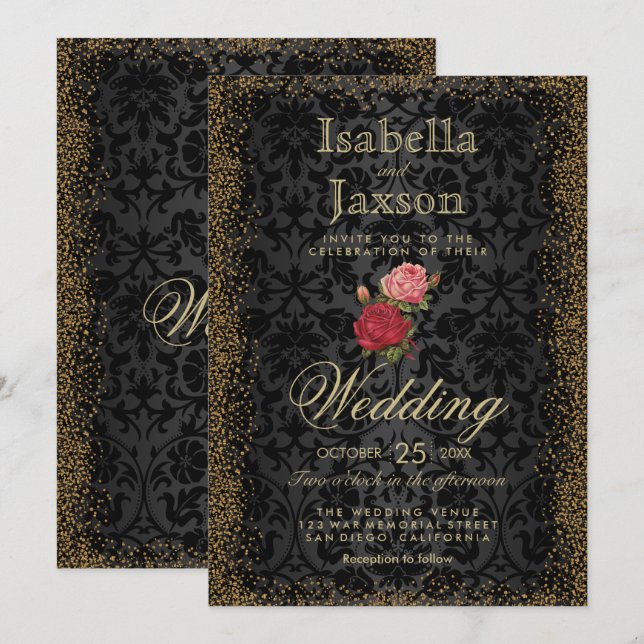 Black Damask et Invitation Rose (Devant / Derrière)