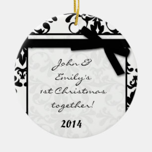 Black Damask Filigree Personalized Name Ornament