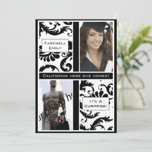 Black Damask Graduation Adieu Invitation