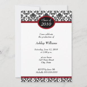 Black Damask Graduation Invitations