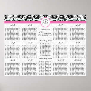 Black Damask Hot Pink Trim Seating Chart