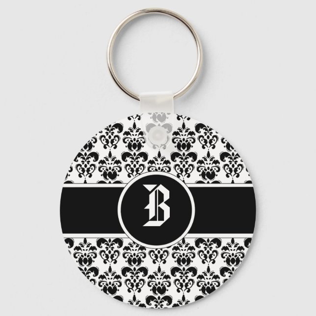 Black Damask Keychain (Front)