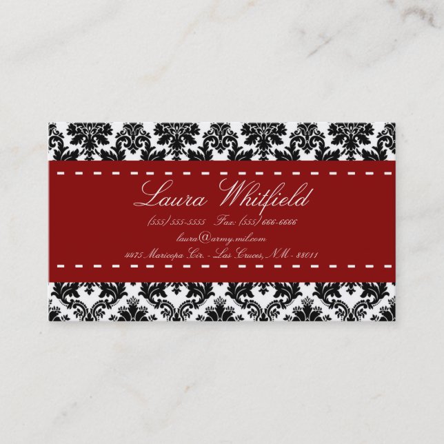 Black Damask Lace Broquade Brocade Business Card (Front)