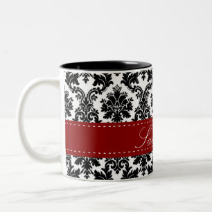 Black Damask Lace Broquade Brocade Coffee Mug Cup