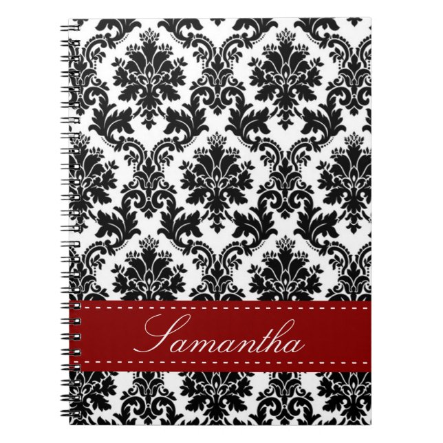 Black Damask Lace Broquade Brocade Spiral Notebook (Front)