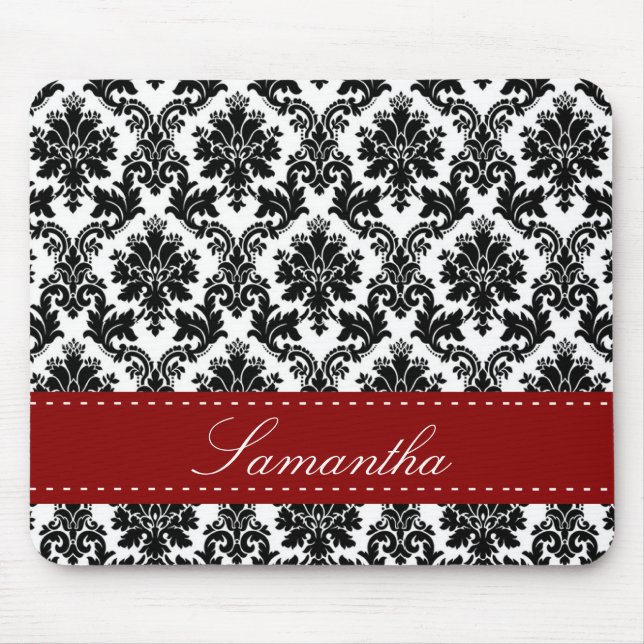 Black Damask Lace Broquade Personalized Mousepad (Front)