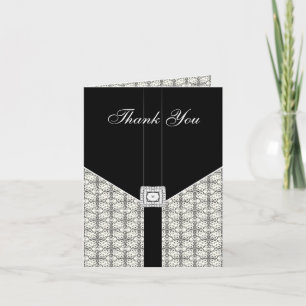 Black Damask Lace Diamond  Thank You Card