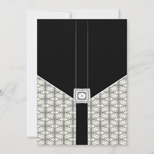 Black Damask Lace Diamond Wedding 5x7 Invitations (Front)