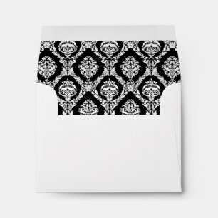 Black Damask Lined Wedding Envelopes