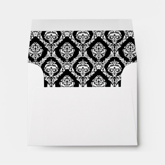 Black Damask Lined Wedding Envelopes (Back (Bottom))