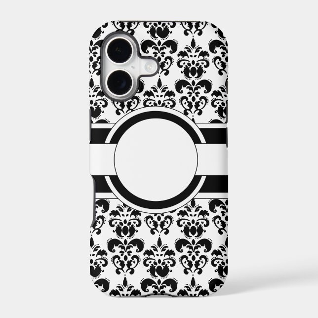 Black damask & monogram (Back)