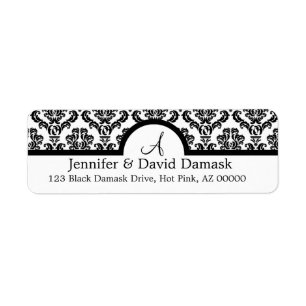 Black  Damask Monogram Address Labels