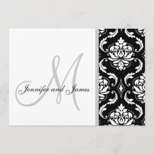 Black Damask Monogram Wedding Invitations