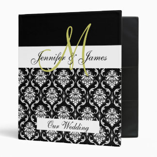 Black Damask Monogram Wedding Planner Binder
