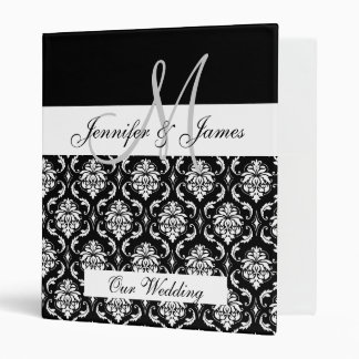 Black Damask Monogram Wedding Planner Binder