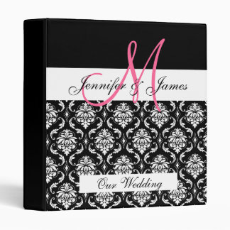 Black Damask Monogram Wedding Planner Binder