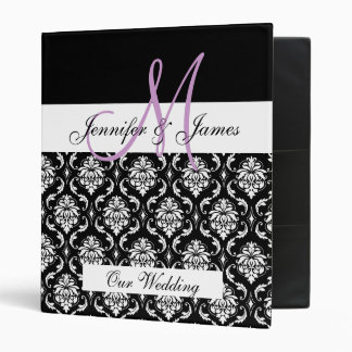 Black Damask Monogram Wedding Planner Binder