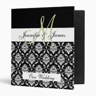 Black Damask Monogram Wedding Planner Binder
