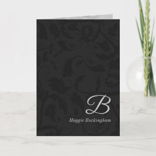 Black Damask Monogrammed Deluxe Salutation