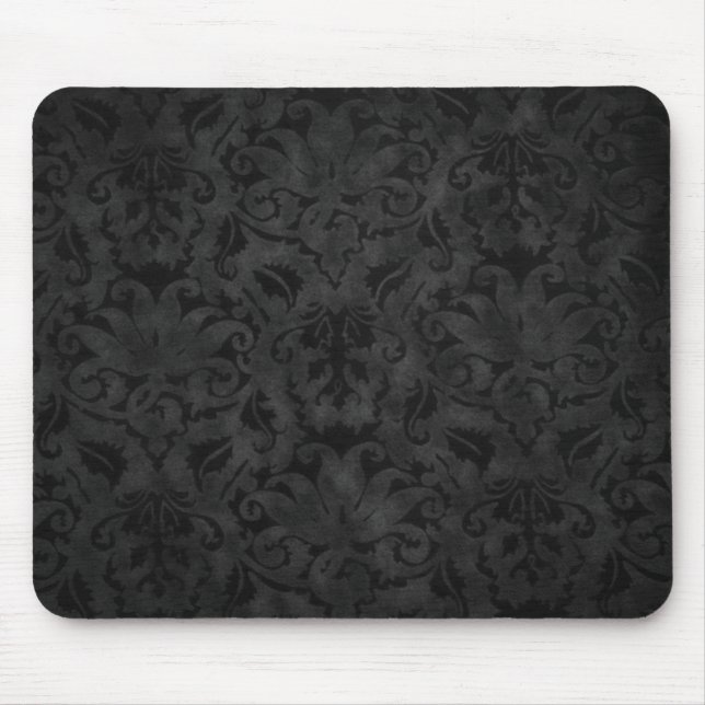 Black Damask Mouse Pad (Front)