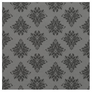 Black Damask on Dark Gray Fabric