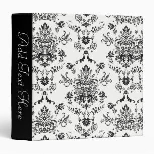 Black Damask on White Personal Binder