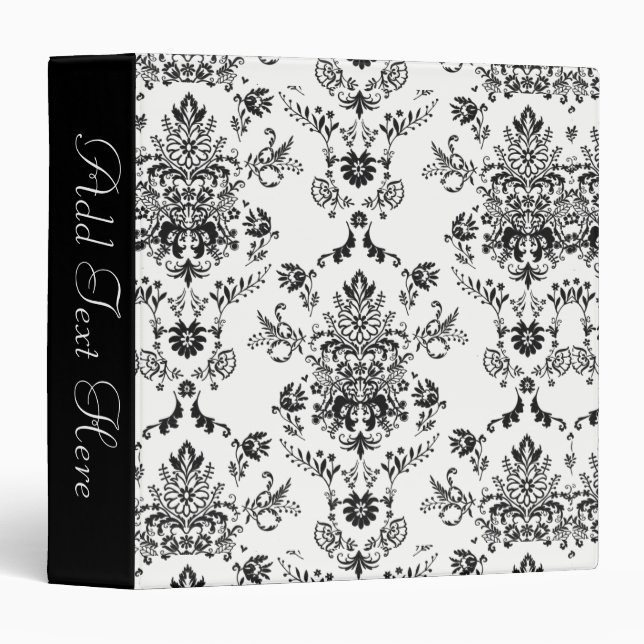 Black Damask on White Personal Binder (Front/Spine)