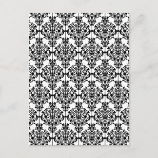 Black Damask Pattern 1 Vintage Floral Postcard