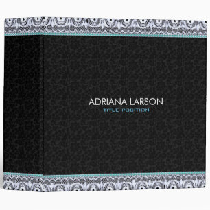 Black Damask Pattern And White Lace Binder