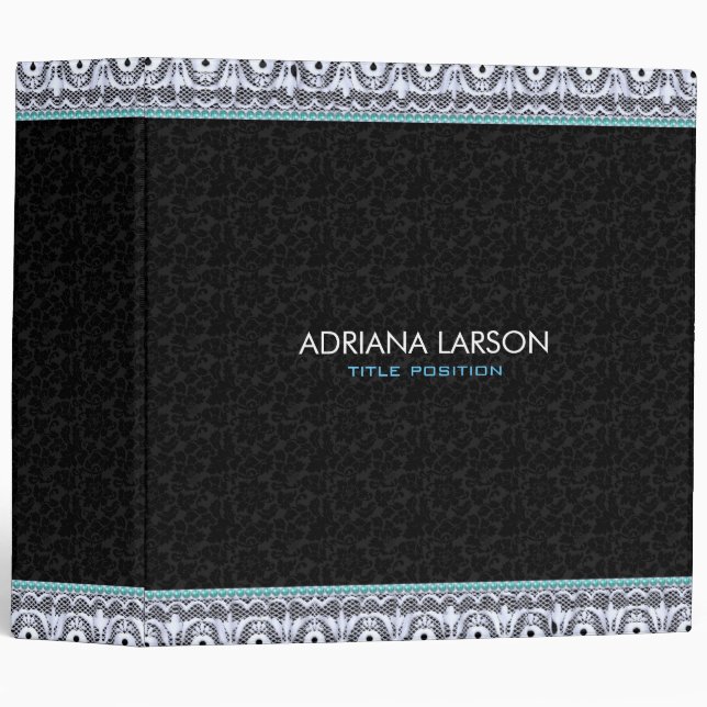 Black Damask Pattern And White Lace Binder (Front/Spine)