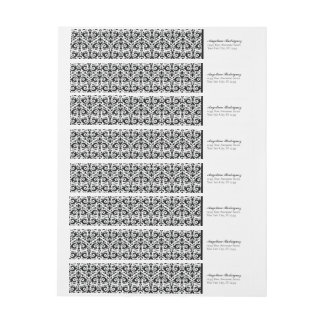 Black Damask Pattern Graduation Wrap Around Label