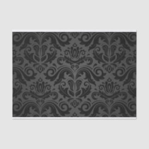 Black Damask Pattern Print Design Tissue Paper