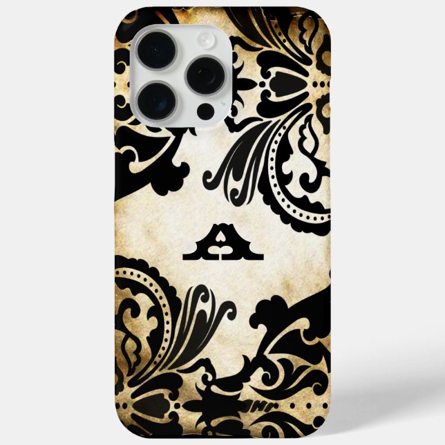 Black Damask Personalized iPhone Case Choose Colou (Back)